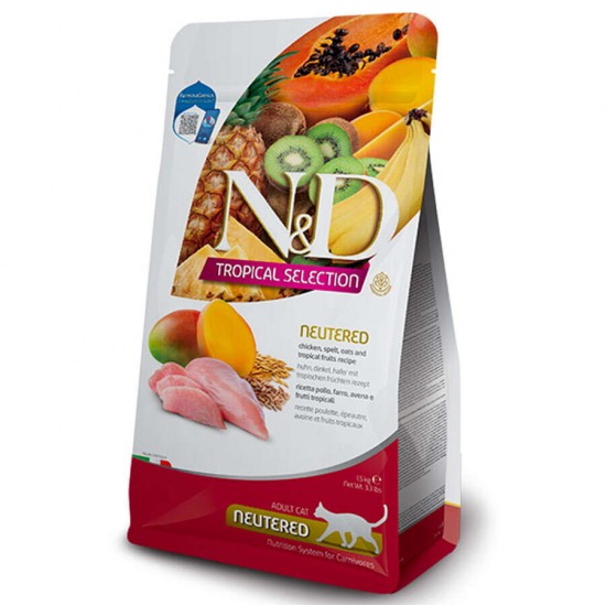 ND Tropical Selection Tavuk ve Meyveli Kısırlaştırılmış Kedi Maması 1,5 Kg