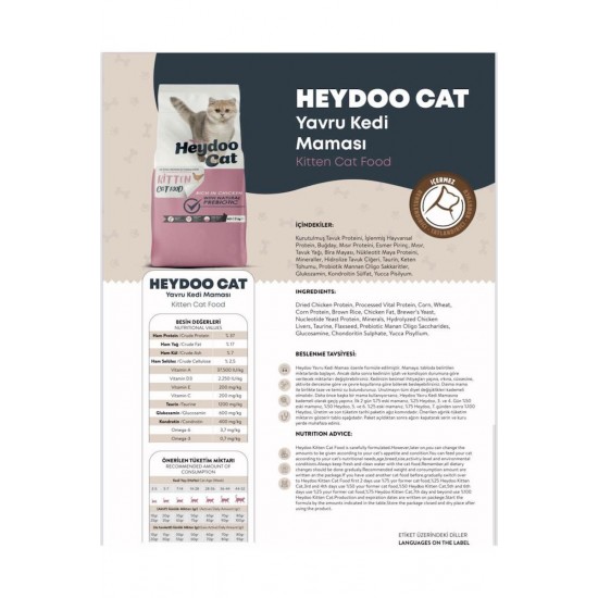 Heydoo Yavru Kedi Maması 12 Kg Heydoo Yavru Kedi Maması 12 Kg