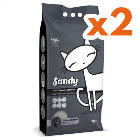 Sandy Ekstra Topaklanan Sodyum Bentonit Active Carbon Kedi Kumu 10 Kg x 2 Adet Sandy Ekstra Topaklanan Sodyum Bentonit Active Carbon Kedi Kumu 10 Kg x 2 Adet