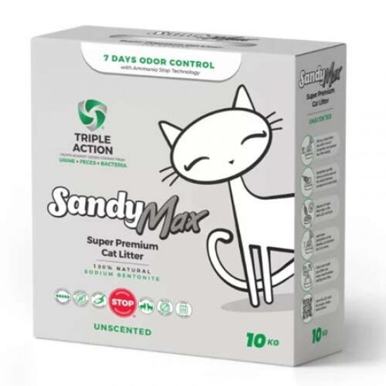 Sandy Max Aktif Karbonlu Topaklanan Tozsuz Kedi Kumu 10kg