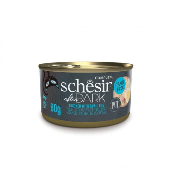 Schesir After Dark Pate Tavuklu ve Bıldırcın Yumurtalı Yetişkin Kedi Konservesi 80 gr Schesir After Dark Pate Tavuklu ve Bıldırcın Yumurtalı Yetişkin Kedi Konservesi 80 gr