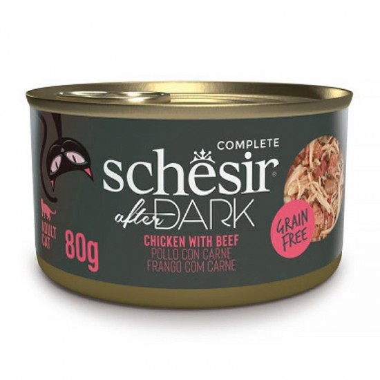 Schesir After Dark Et Suyunda Tavuklu ve Sığır Etli Yetişkin Kedi Konservesi 80 gr Schesir After Dark Et Suyunda Tavuklu ve Sığır Etli Yetişkin Kedi Konservesi 80 gr