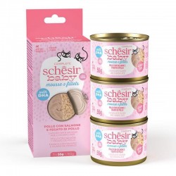 Schesir Baby Somonlu ve Tavuk Ciğerli Yavru Kedi Konservesi 3x55gr Schesir Baby Somonlu ve Tavuk Ciğerli Yavru Kedi Konservesi 3x55gr
