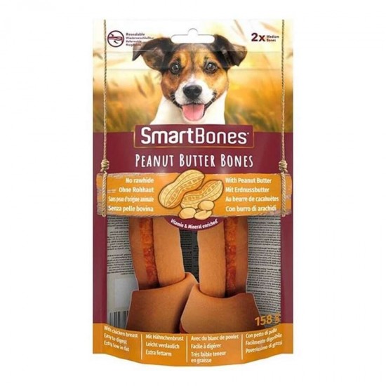 Smart Bones Fıstık Ezmeli Medium Kemik Köpek Ödülü 2 Parça - 158 Gr Smart Bones Fıstık Ezmeli Medium Kemik Köpek Ödülü 2 Parça - 158 Gr