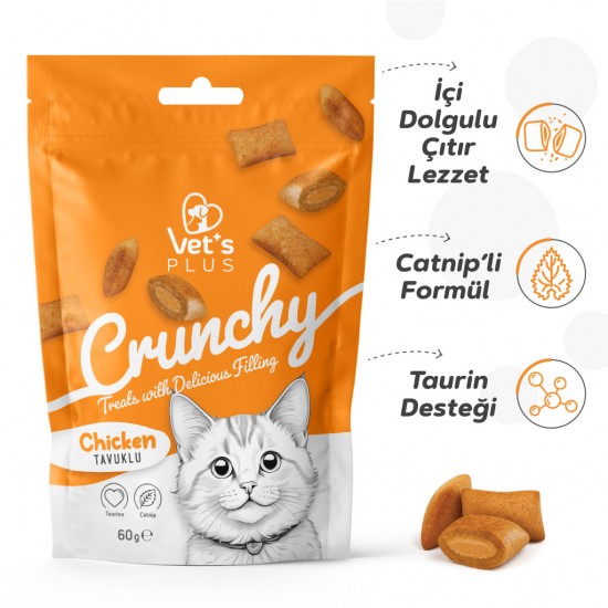 Vet's Plus Crunchy İçi Dolgulu Tavuklu ve Catnipli Kedi Ödül Bisküvisi 60gr Vet's Plus Crunchy İçi Dolgulu Tavuklu ve Catnipli Kedi Ödül Bisküvisi 60gr