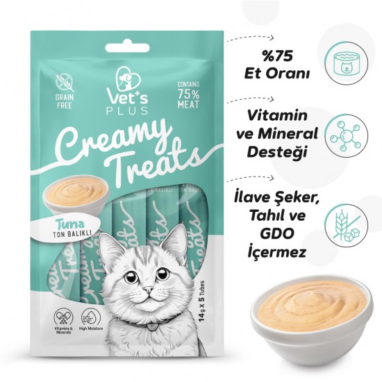 Vet's Plus Ton Balıklı Krema Kedi Ödül Maması 14gr (5'li) Vet's Plus Ton Balıklı Krema Kedi Ödül Maması 14gr (5'li)