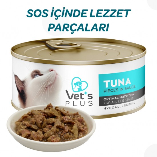 Vet's Plus Optimal Nutrition Ton Balıklı Tahılsız Kedi Konservesi 85gr Vet's Plus Optimal Nutrition Ton Balıklı Tahılsız Kedi Konservesi 85gr