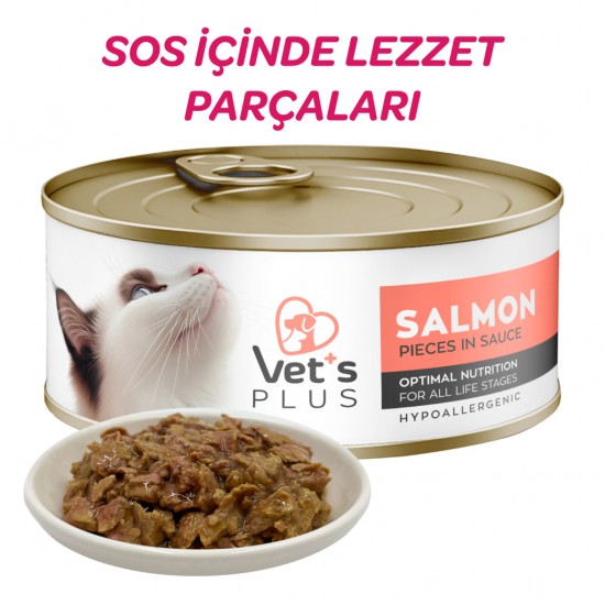 Vet's Plus Optimal Nutrition Somon Balıklı Tahılsız Kedi Konservesi 85gr Vet's Plus Optimal Nutrition Somon Balıklı Tahılsız Kedi Konservesi 85gr