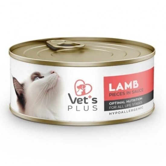 Vet's Plus Optimal Nutrition Kuzu Etli Tahılsız Kedi Konservesi 85gr Vet's Plus Optimal Nutrition Kuzu Etli Tahılsız Kedi Konservesi 85gr