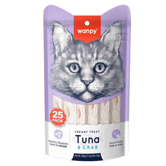 Wanpy Ton Balıklı Yengeçli 25*14 gr Krema Kedi Ödülü Wanpy Ton Balıklı Yengeçli 25*14 gr Krema Kedi Ödülü